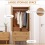 Scandinavian Storage Wardrobe Rustic Double 2 Door Cupboard Clothes Rail Solid Wood Leg 7