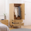 Scandinavian Storage Wardrobe Rustic Double 2 Door Cupboard Clothes Rail Solid Wood Leg 2
