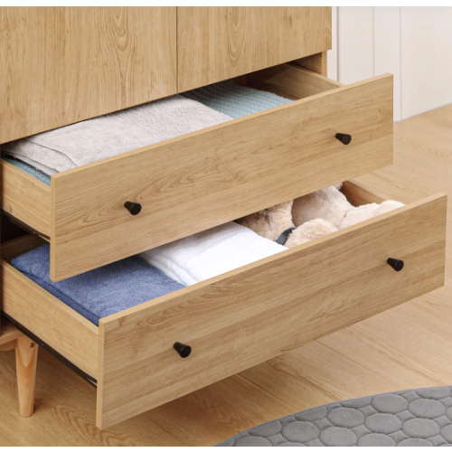 Scandinavian Storage Wardrobe Rustic Double 2 Door Cupboard Clothes Rail Solid Wood Leg 2