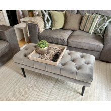 Modern Window Seat Tufted Chesterfield Style Bench Velvet End Bed Ottoman Stool