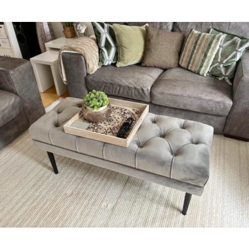 Modern Window Seat Tufted Chesterfield Style Bench Velvet End Bed Ottoman Stool
