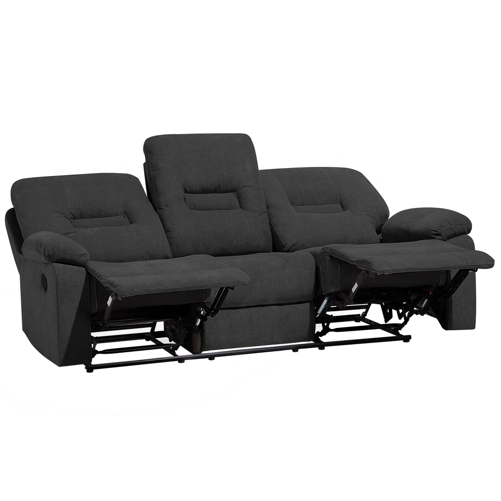 3 Seater Fabric Manual Recliner Sofa Grey BERGEN