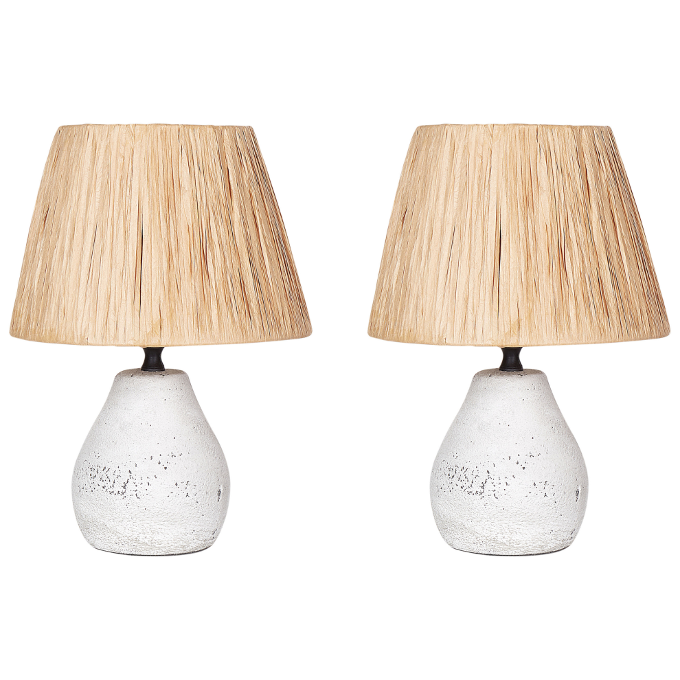 Set of 2 Table Lamps ARWADITO Ceramic Off-White