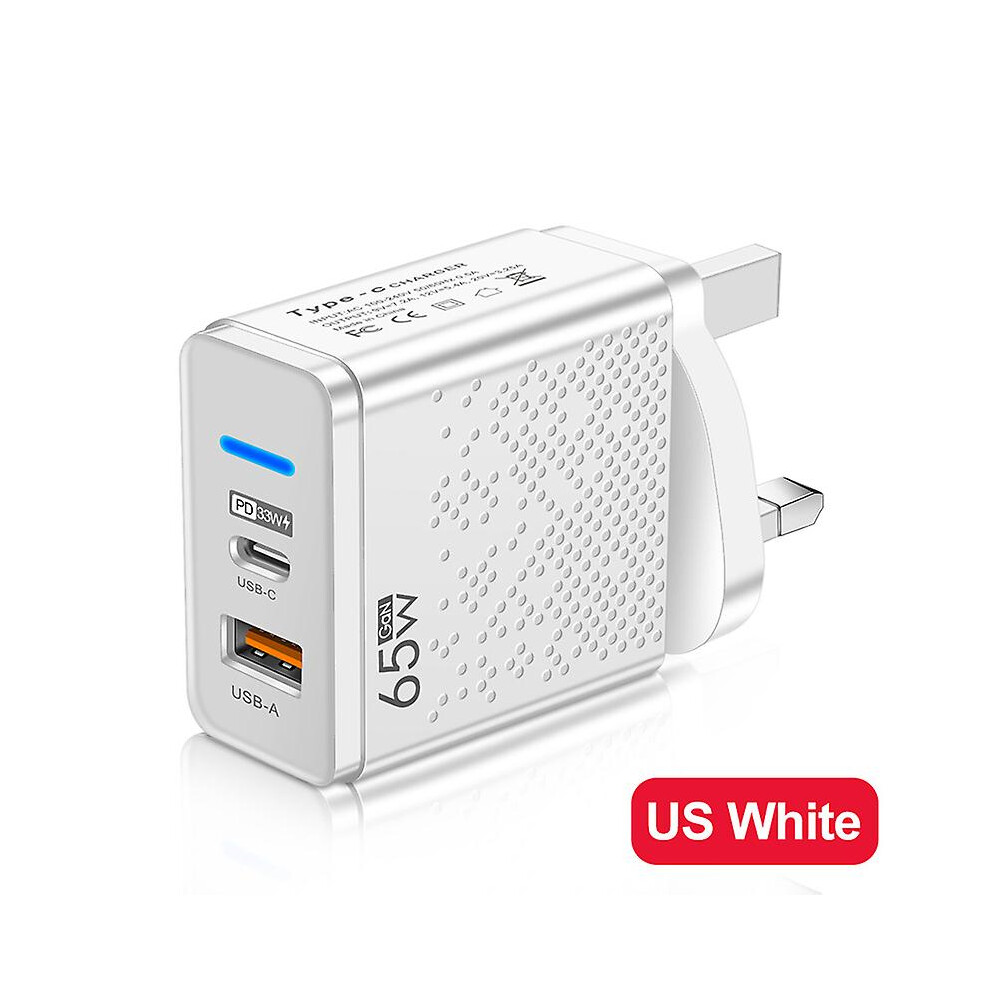 (, Uk Plug) Fast Charge Charger 65W Usb C Charger White 9171363108571