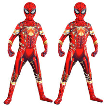 (3-4 Years) 3-9years Kids Boys Golden Iron Spider-man 3d Bodysuit Super Hero Cosplay Costume Jumpsuit Fancy Dress For Halloween Party
