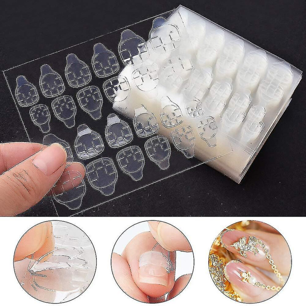 96 Stickers Double-sided Glue Nail Sticker Transparent Ahesive False Nail Tips For Fingers