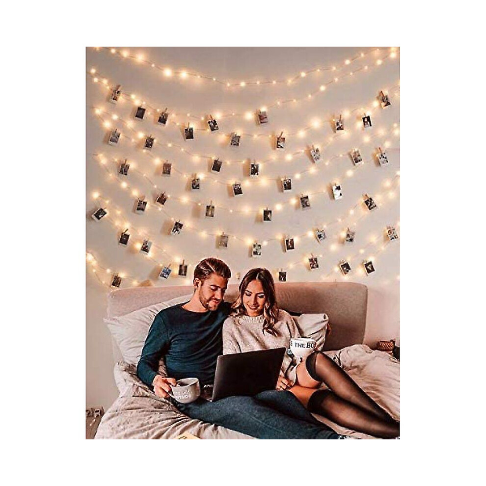 Usb 10 Meters 100 Lights - Warm White   50 Clips --- Copper Wire Light String Photo Clip Usb