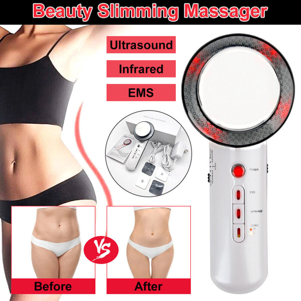 Stoyotu White 3 In 1 Ultrasonic Cavitation Fat & Cellulite Remover Slim Machine Body Massager