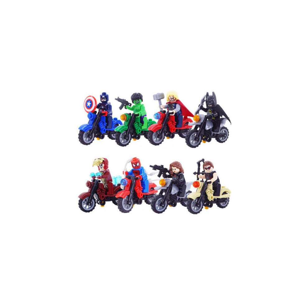 8PCS Superhero Motorcycles Minifigures Toys Fit Lego