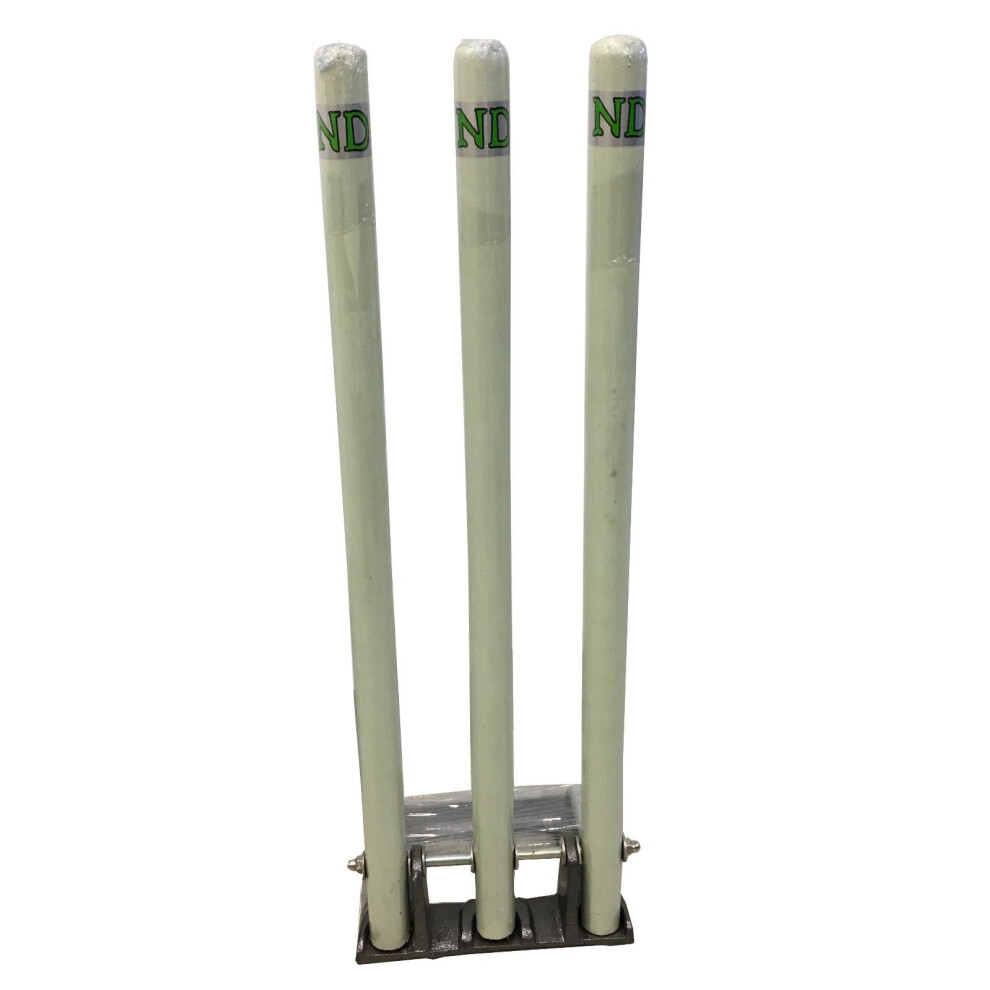 ND Cricket Wooden Spring Return Stumps Metal Base Wickets