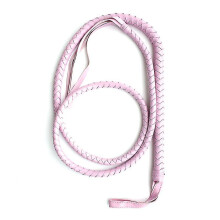 (pink) 1.9m Handmade Soft Braided Equestrian Strap Bullwhip For Horse Riding Sports Strap Bullwhip Leather Whip Lash