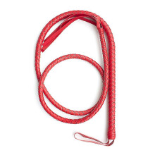 (red) 1.9m Handmade Soft Braided Equestrian Strap Bullwhip For Horse Riding Sports Strap Bullwhip Leather Whip Lash