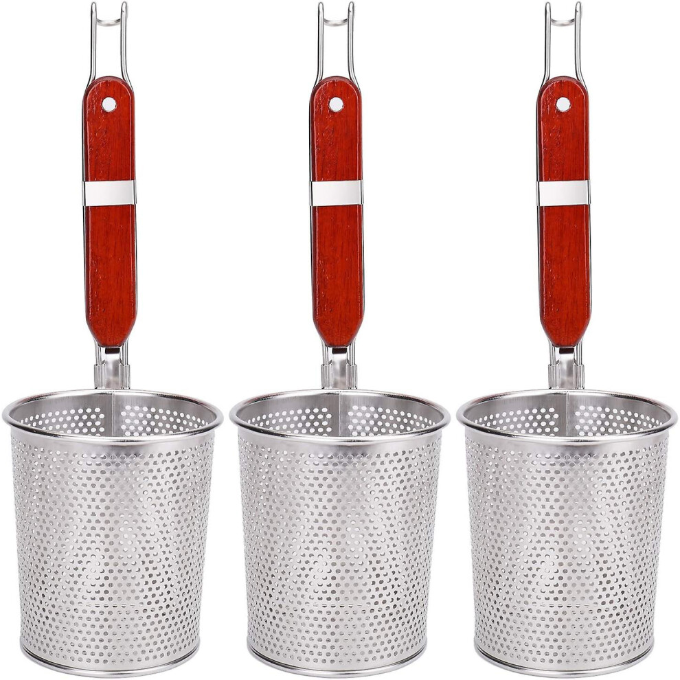 3-pack Mesh Pasta Basket With Wooden Handle - Stainless Steel Strainer For Pasta-image-OPC-PDRGJSG-NEW