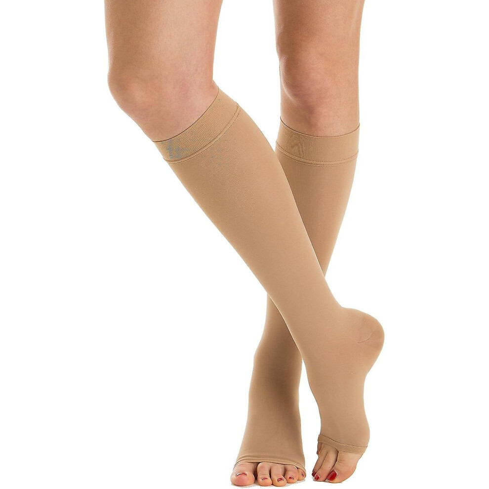 Relaxsan M2050a Cotton Open-toe Medical Compression Knee High Socks - Class 2 (23-32 Mmhg)