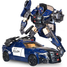 (Dark Blue Police Car) New Transformat Toys Boy Alloy Edit Anime Act Toy Car