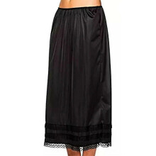(Black, XL) Women's Lace Petticoat Bottom Skirt Long Skirt