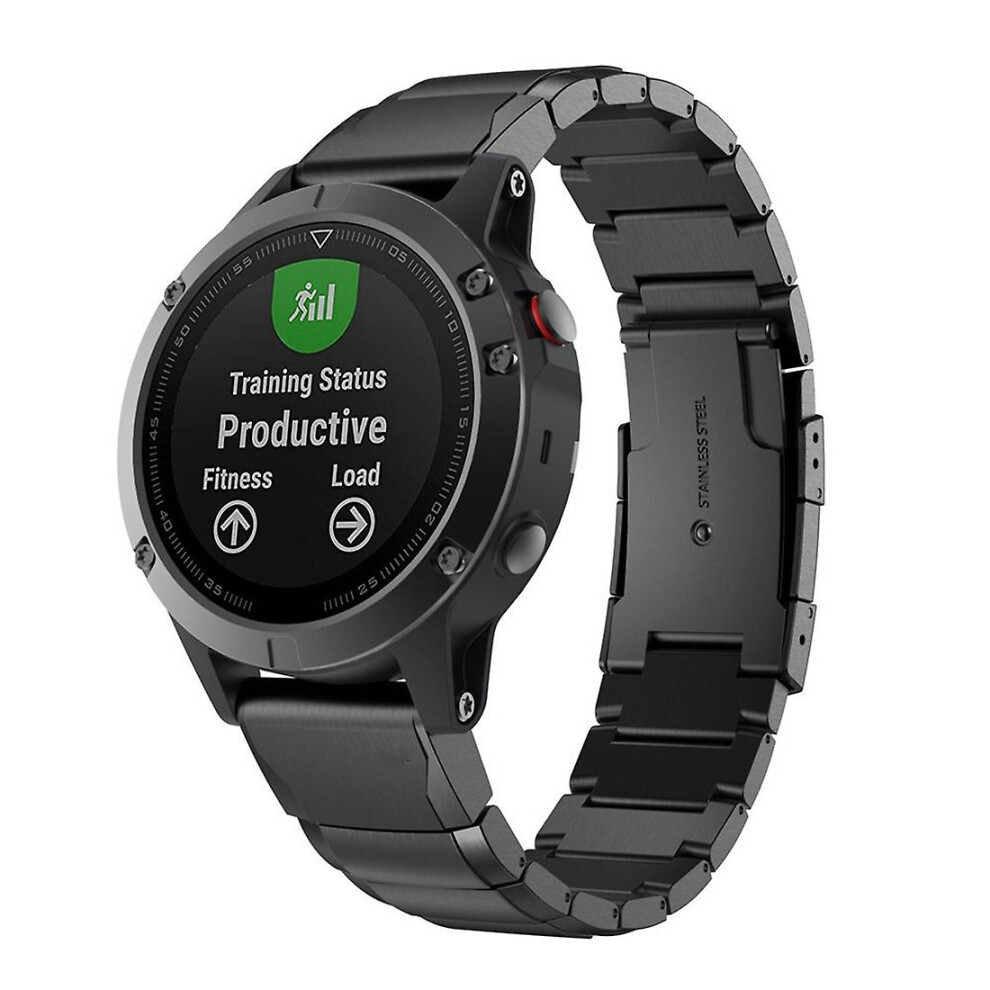 (Black) Steel Wrist Strap For Garmin Fenix 5S 20Mm Black 9171363148409