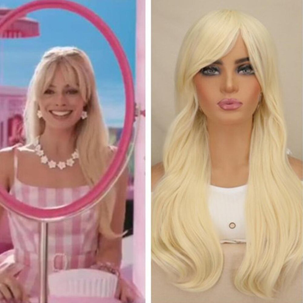 Unisex Silver (A) Blonde Barbie Movie Cosplay Wig Long Wavy/Straight Platinum Blonde Hair Party Props Wigs