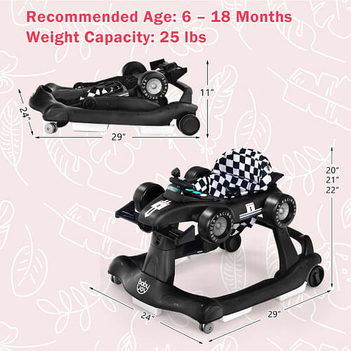 4-in-1 Foldable Activity Push Walker with Adjustable Height-Blac 2