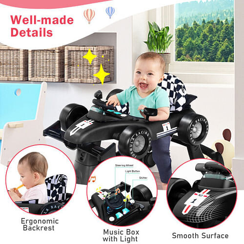 4-in-1 Foldable Activity Push Walker with Adjustable Height-Blac 1