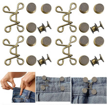 (5. Bronze) 4 Set Pant Waist Tightener, Adjustable Waist Buckle Set Extra Button For Jeans To Make Tighter Button Adjuster For Pants Jeans Skirts Sleeves