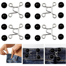 (6. Black Pearl) 4 Set Pant Waist Tightener, Adjustable Waist Buckle Set Extra Button For Jeans To Make Tighter Button Adjuster For Pants Jeans Skirts Sleeves