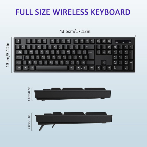 2.4G Wireless Keyboard, Full-Size Layout, USB Computer Keyboard 2