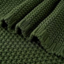 Thick Cable Knit Throw Blanket Lightweight Olive Green Organic Cotton Blanket 130*160cm Raigw-2023