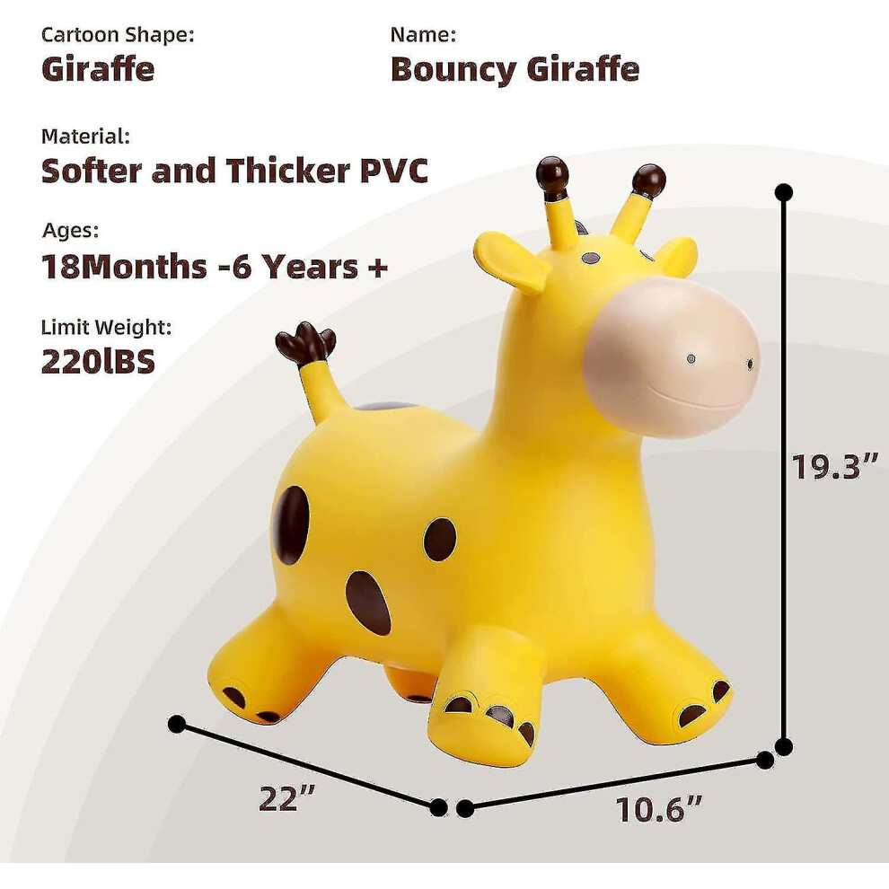 (Bouncy Giraffe, ) Babe Fairy Giraffe Bouncy Horse Hopper For Toddlers-Jumping Horse Bouncy Yellow