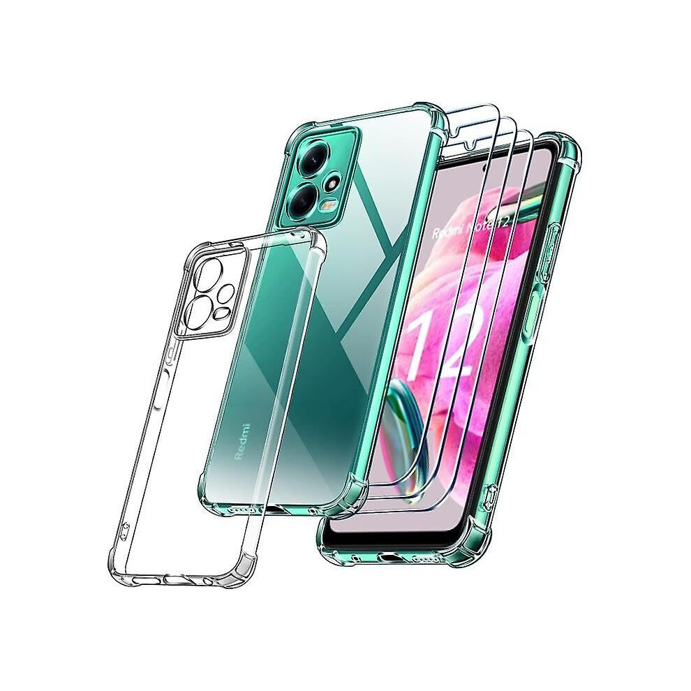 Case For Xiaomi Redmi Note 12 5G 2 Windows Tempered Glass Soft Shell Silicone Hd Transparent 9171363171254