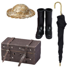 1 Set Miniature Suitcase Shoes Umbrella Straw Hat Decor Model For Doll House