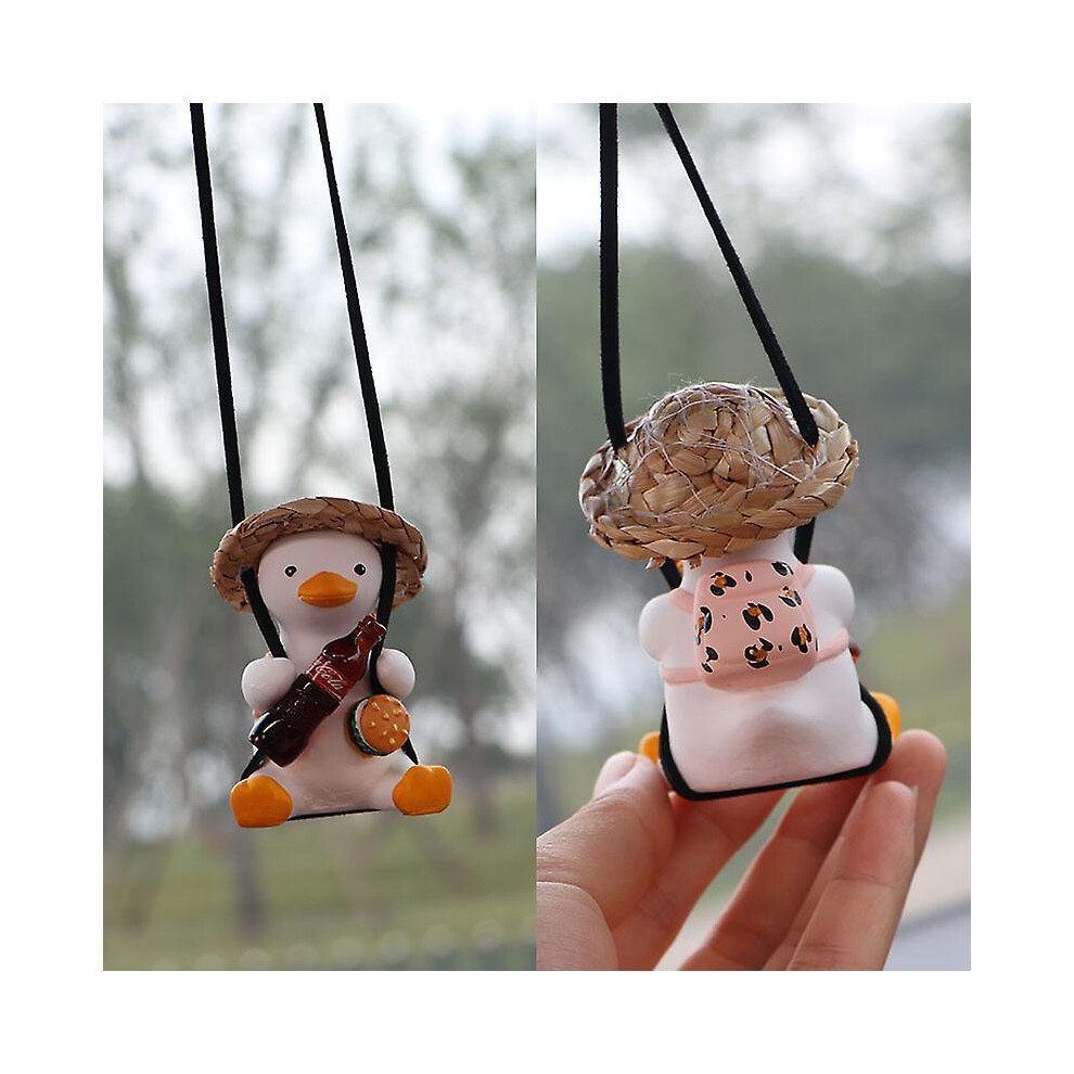 (D) Swinging Duck Car Hanging Ornament Cute Swing Duck On Car Rear View Mirror Pendant 9497821421465