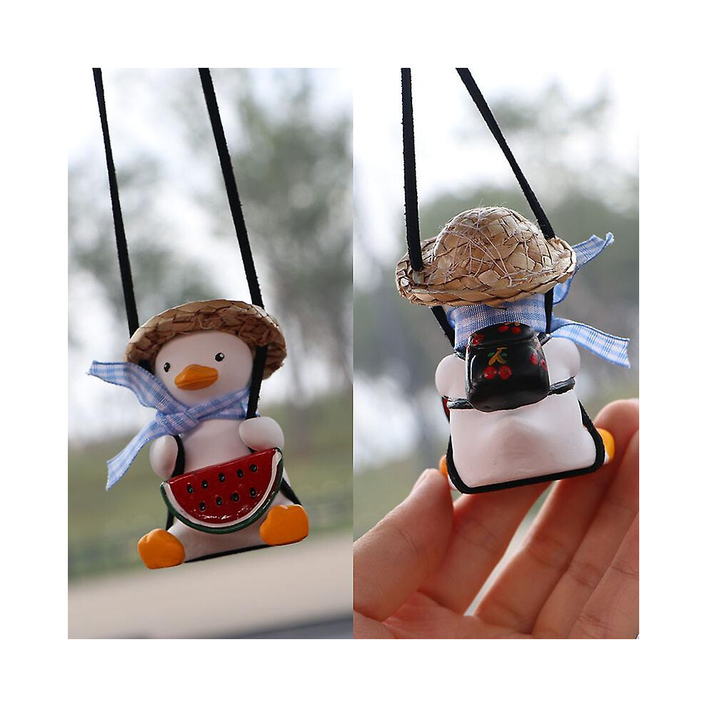 (F) Swinging Duck Car Hanging Ornament Cute Swing Duck On Car Rear View Mirror Pendant 9497821421472