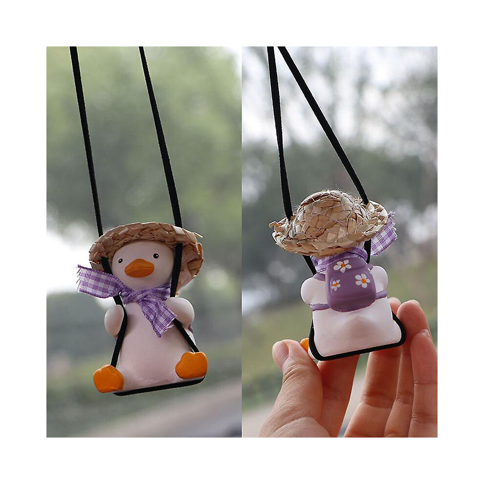 (B) Swinging Duck Car Hanging Ornament Cute Swing Duck On Car Rear View Mirror Pendant 9497821421502