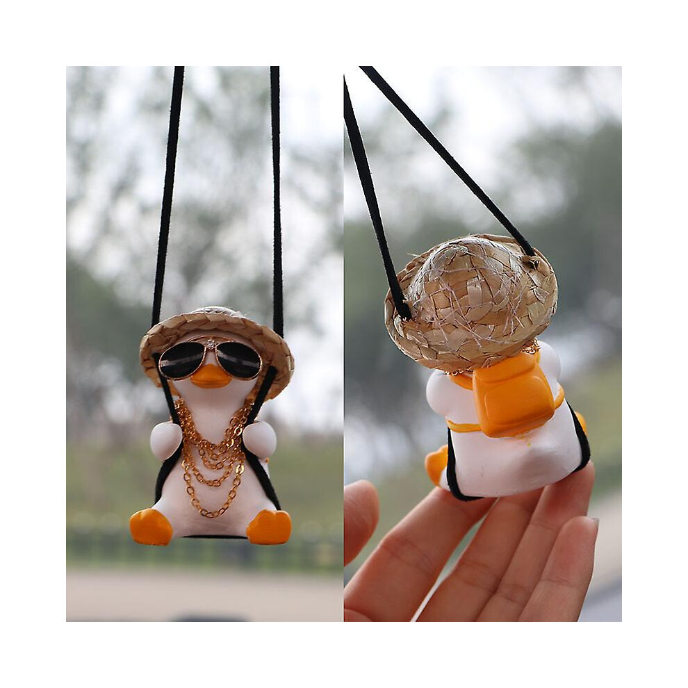(G) Swinging Duck Car Hanging Ornament Cute Swing Duck On Car Rear View Mirror Pendant 9497821421519