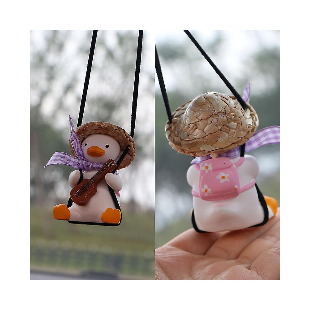 (C) Swinging Duck Car Hanging Ornament Cute Swing Duck On Car Rear View Mirror Pendant 9497821421526