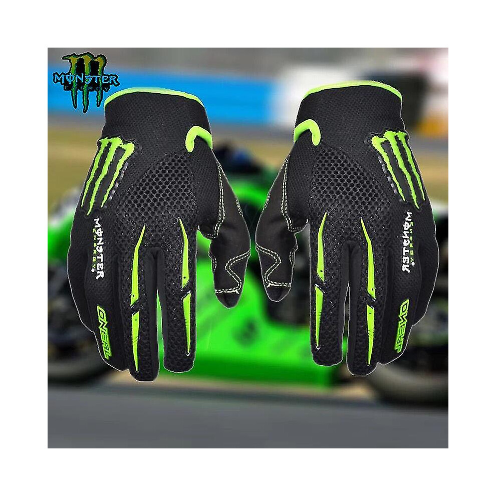 (Xl) Monster Energy Motorcycle Racing Ride Glove Bike Knight Fighting Equipment All Four Seasons Microfiber Non-Slip Gloves Red/Blue/Green 9171363181710