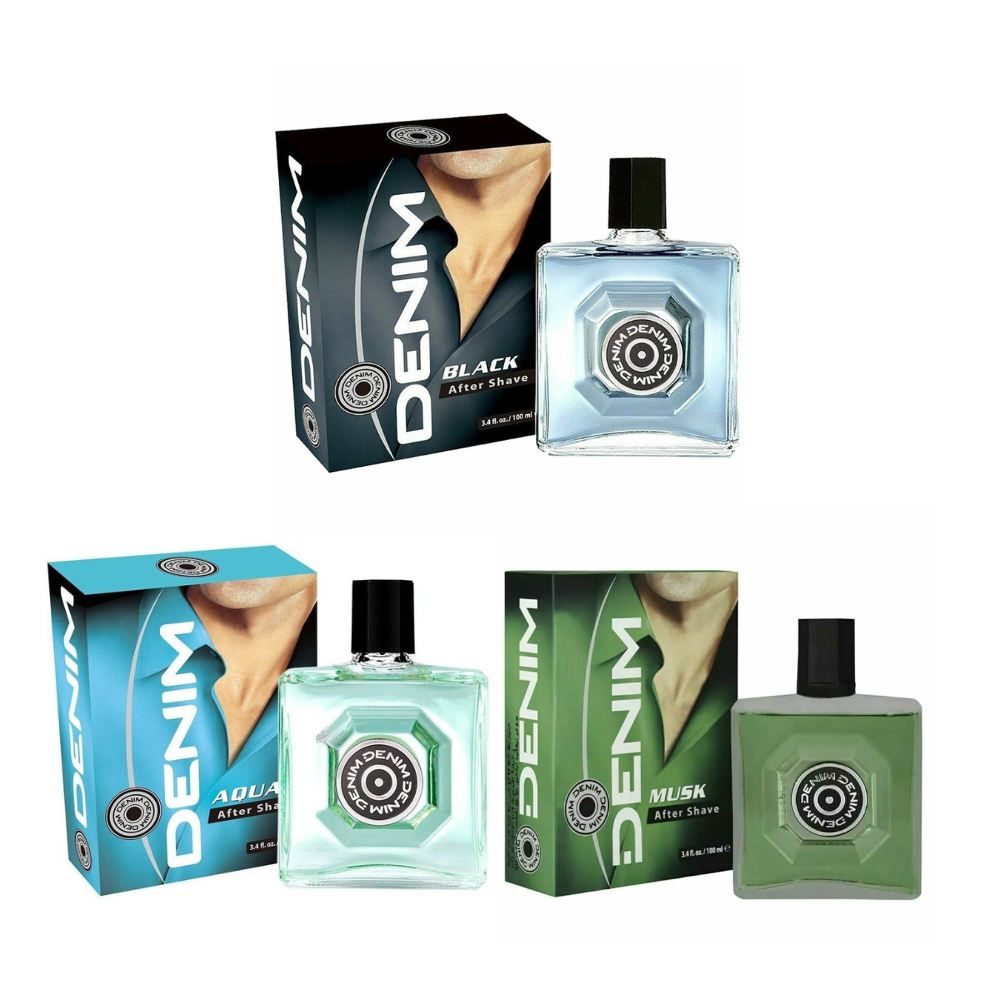 3 x Mix Denim 100ml Aftershave Aqua, Musk and Black Brand New Free P&P