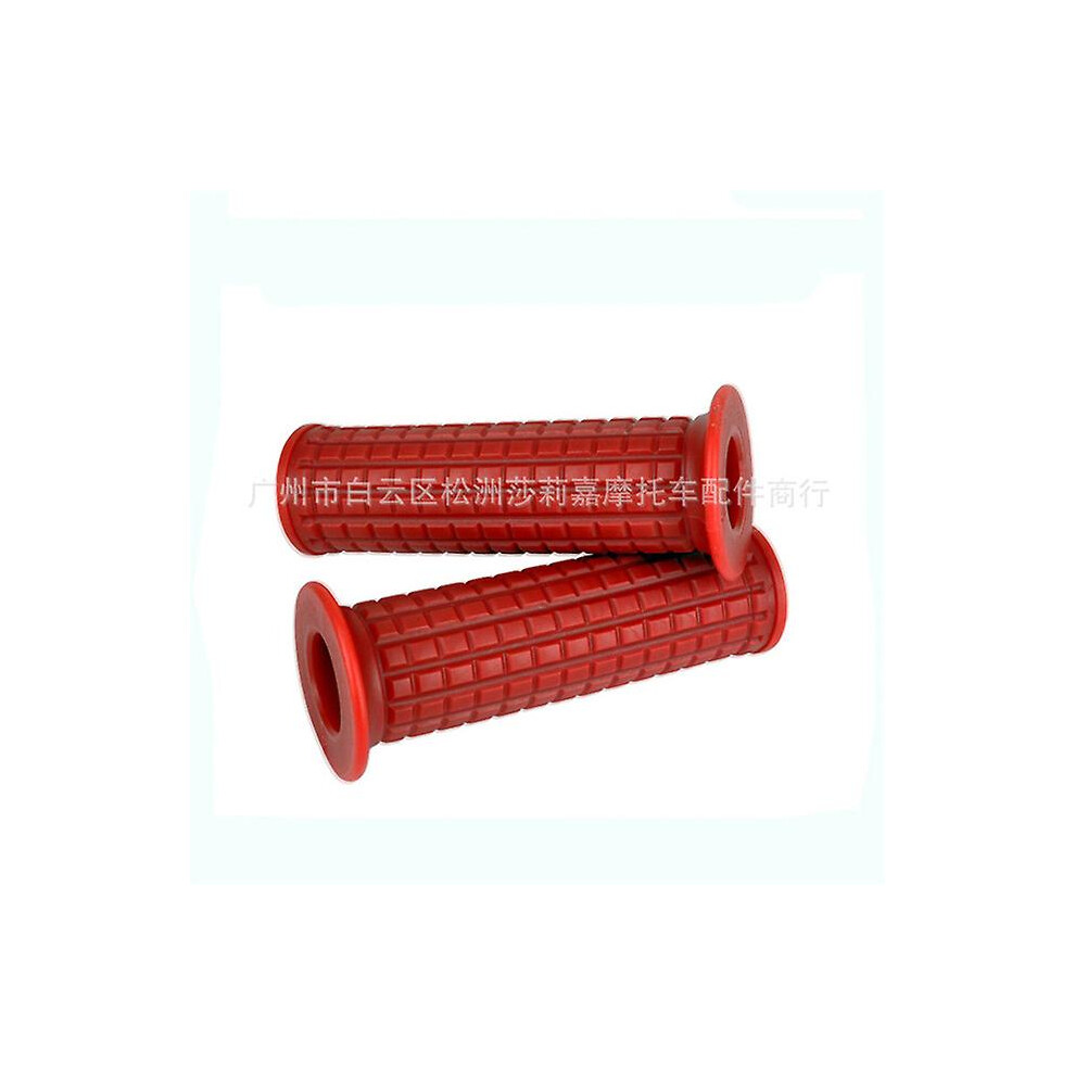(Red) 22Mm 24Mm Motorcycle Vintage Handle Grips Universal Rubber Handlebar Scooter Grips Hand Grip Classic Cafe Racer Bobber Custom Red 9171363185459