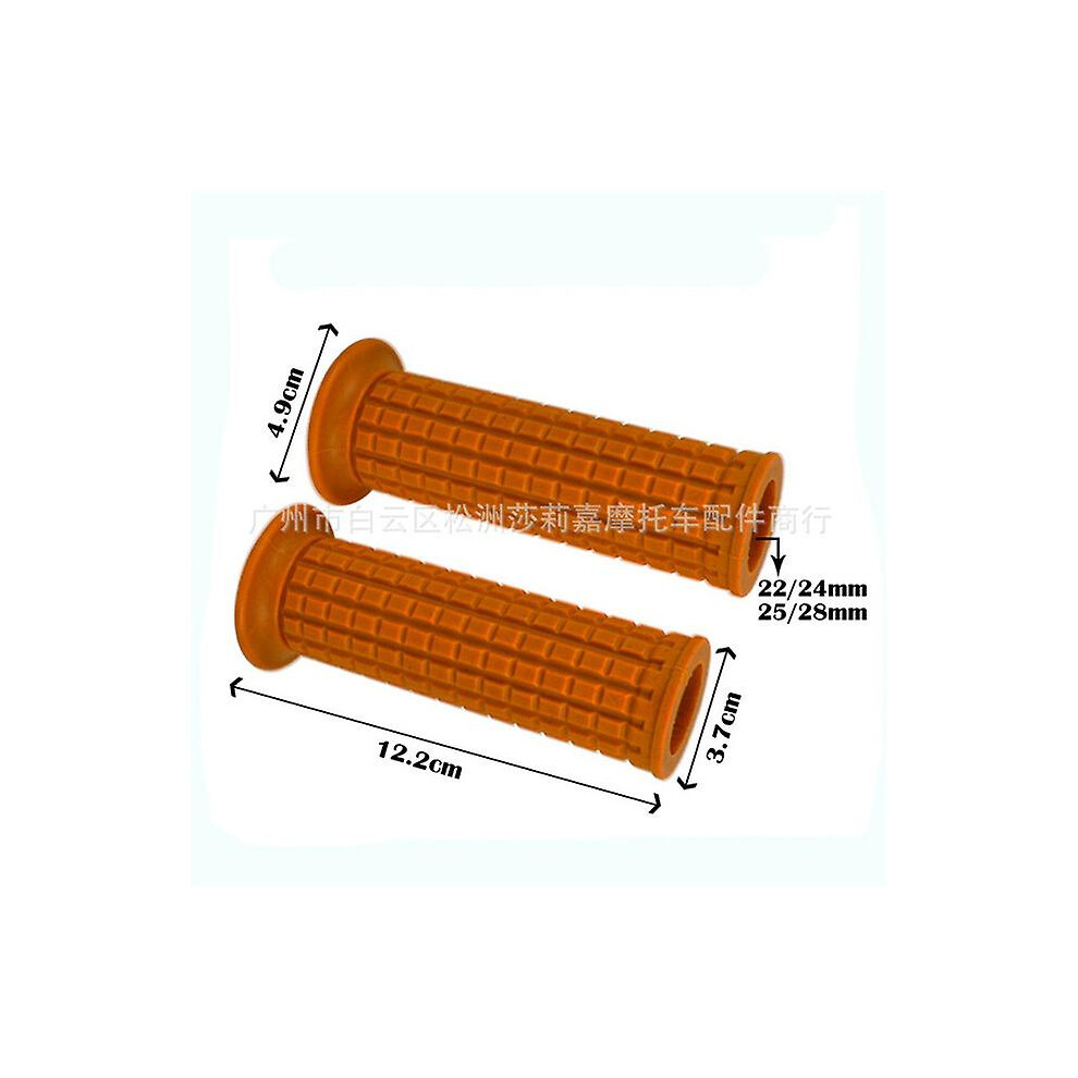 (Khaki) 22Mm 24Mm Motorcycle Vintage Handle Grips Universal Rubber Handlebar Scooter Grips Hand Grip Classic Cafe Racer Bobber Custom 9171363185473