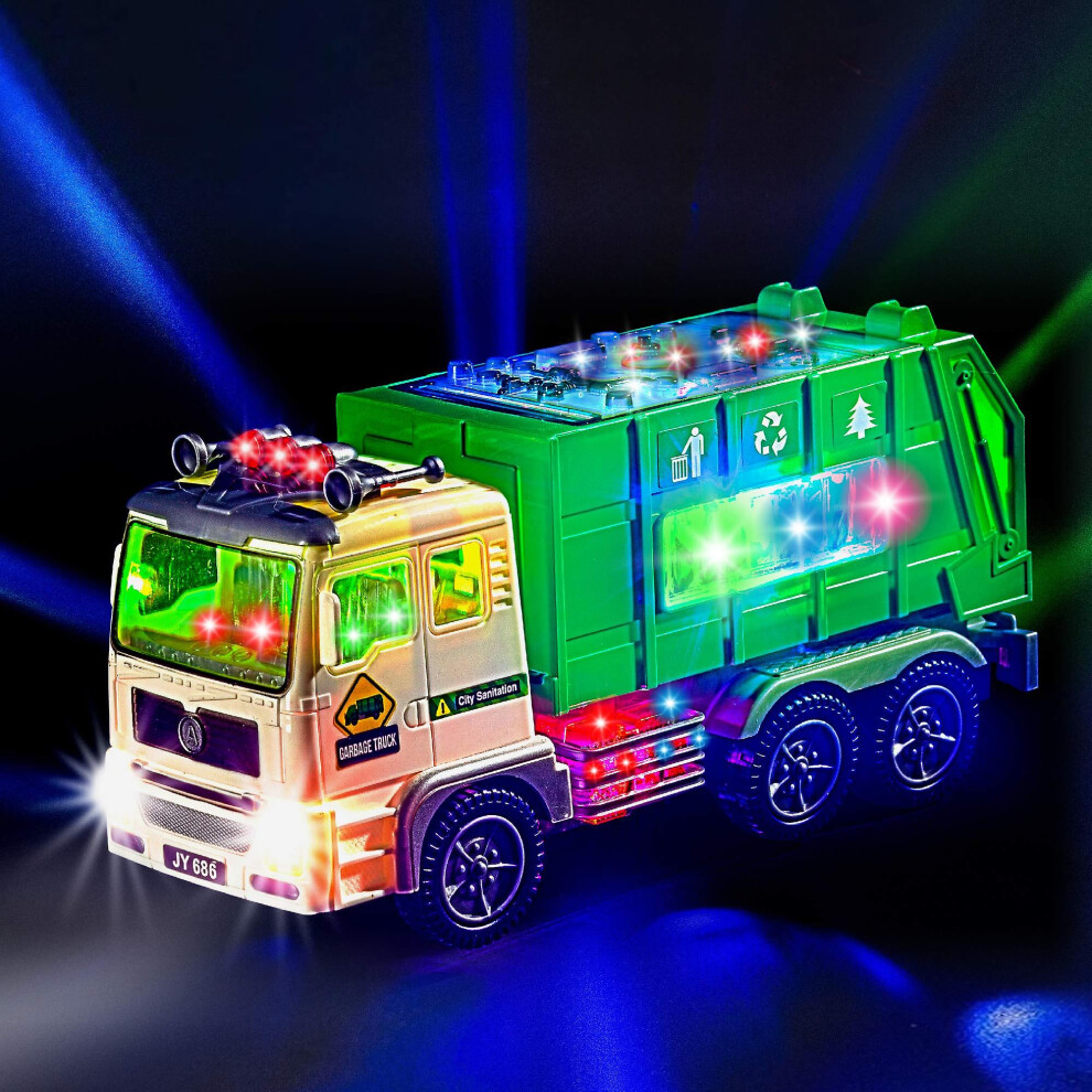 Toy Garbage Truck For Kids With 4d Lights And Sounds - Battery Operated Automatic Bump-image-OPC-PDRHBZQ-NEW