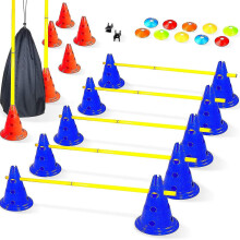 Coordination Hurdles - Plots Cones Accessories Set - Child Motor Skills Course, Football Training Dog Dressage - Sports Equipment Scale Rhythm Foo