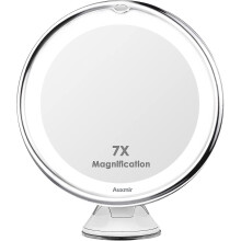 7x Magnifying Mirror Travel Led Lighted Makeup Mirror With Suction Cup Wall Mounted Magnifying Mirror 360 Rotation Free Standing Mirror Ideal For Shav