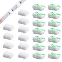 60pcs Light Strip Mounting Clips White Self Adhesive Led Light Fasteners Mounting Holder Cable Clamp Organizer For 10mm Light Strip