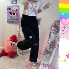 (Pants7) Sanrio Hello Kitty Kawaii Sports Casual Baseball Uniform Kuromi Cartoon Cute College Style Zipper Stand Collar Cardigan Jacket