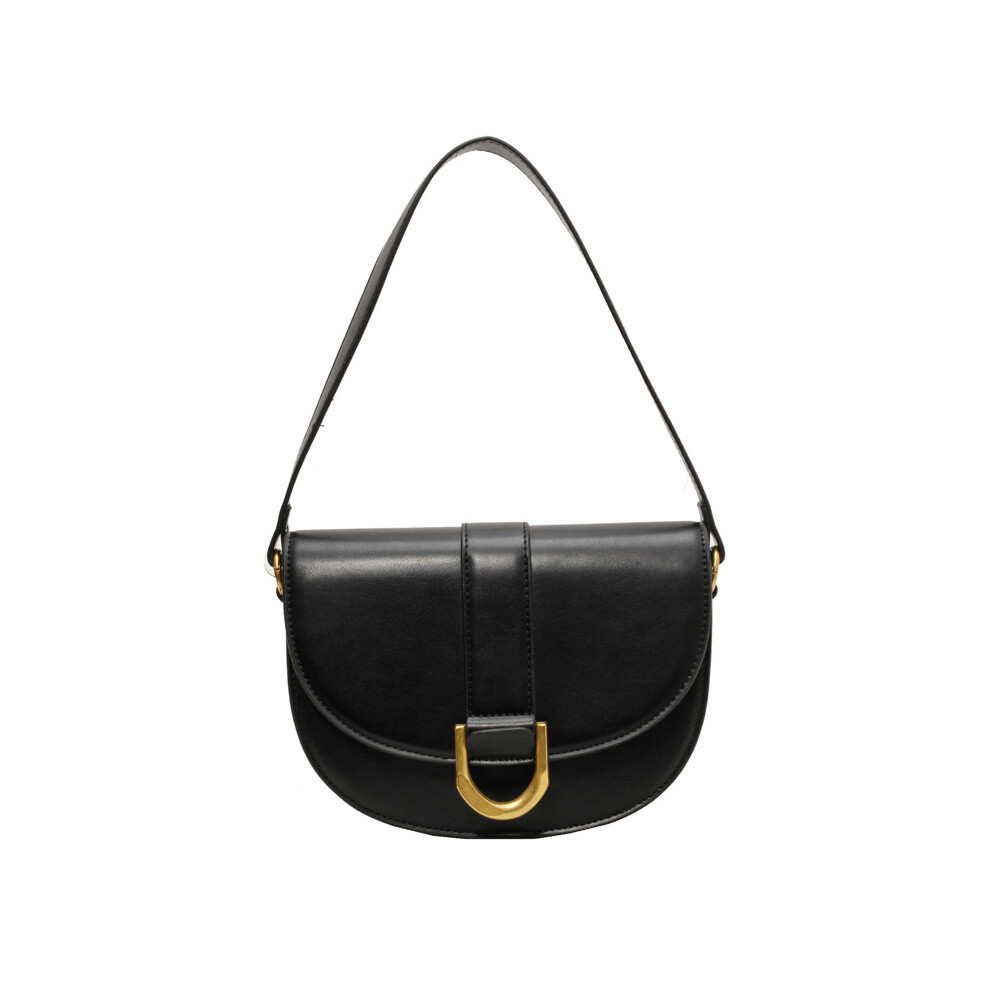 (Black) City Fashion Minimalist Saddle Bag Ladies Handbag Fashion Casual Crossbbody Bag