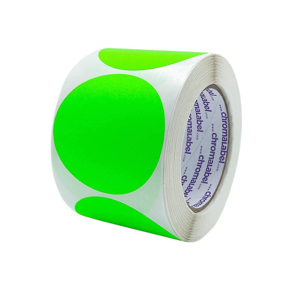 (Fluorescent green) Label 2 Inch Round Removable Color-code Dot Stickers, 500 Per Roll-image-OPC-PDRJ5R9-NEW