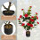 Costway 2PCS Red Artificial Camellia Trees in Cement Pot Free Maintenance 4