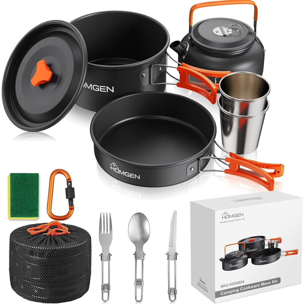 Pans Set Aluminium Camping Cookware Kit Protable Cooking Mess Kit Lightweight Camping Cooking Equipment for 2-3 People Perfect for Camping Picnic