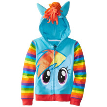 (Blue, 3-4Years) Kids Girls Horse Hooded Jackets Coats Sweatshirts